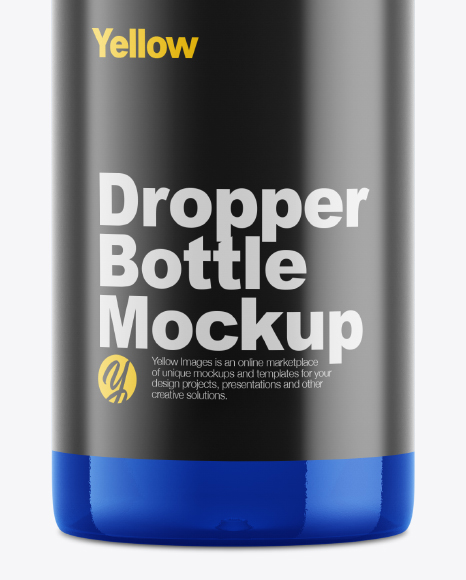 Blue Glass Dropper Bottle Mockup