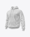 Melange Men’s Full-Zip Hoodie Mockup (Half Side View)