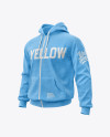 Melange Men’s Full-Zip Hoodie Mockup (Half Side View)