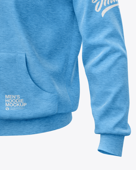 Melange Men’s Full-Zip Hoodie Mockup (Half Side View)