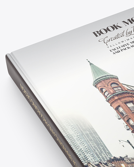 Book w/ Matte Cover Mockup - High Angle View