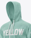 Melange Men’s Full-Zip Hoodie Mockup (Half Side View)