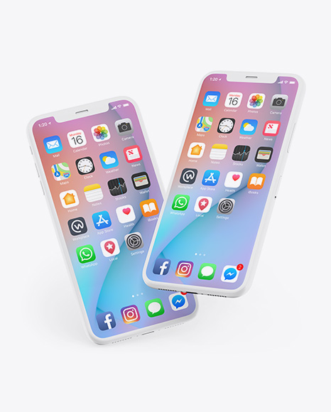 Two Clay Apple iPhones X Mockup