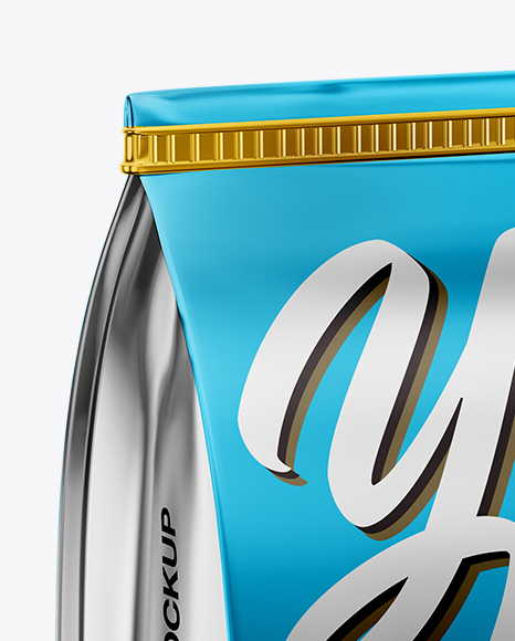 Metallic Food Bag Mockup - Half Side View