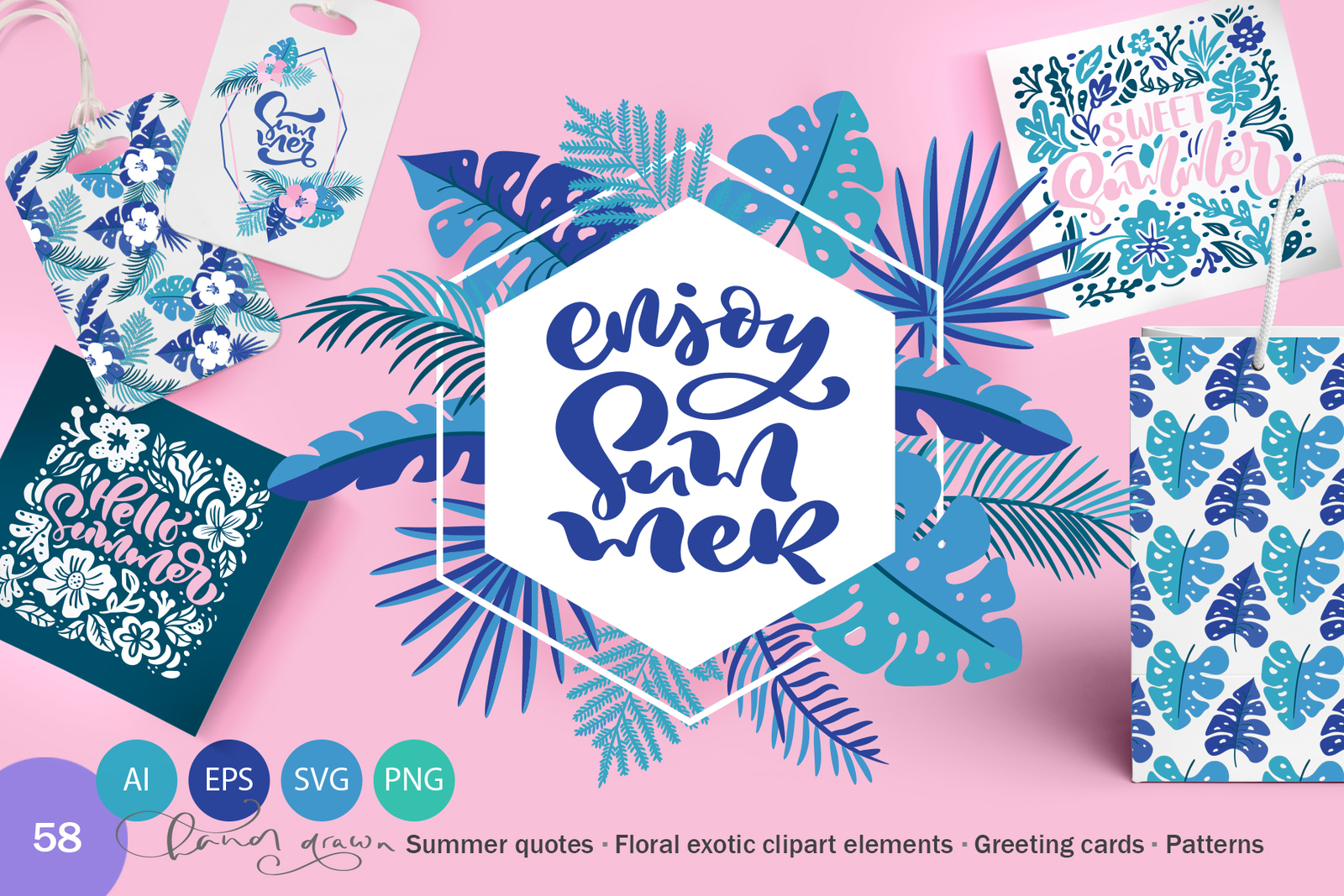 Summer Exotic Palm Design Elements SVG