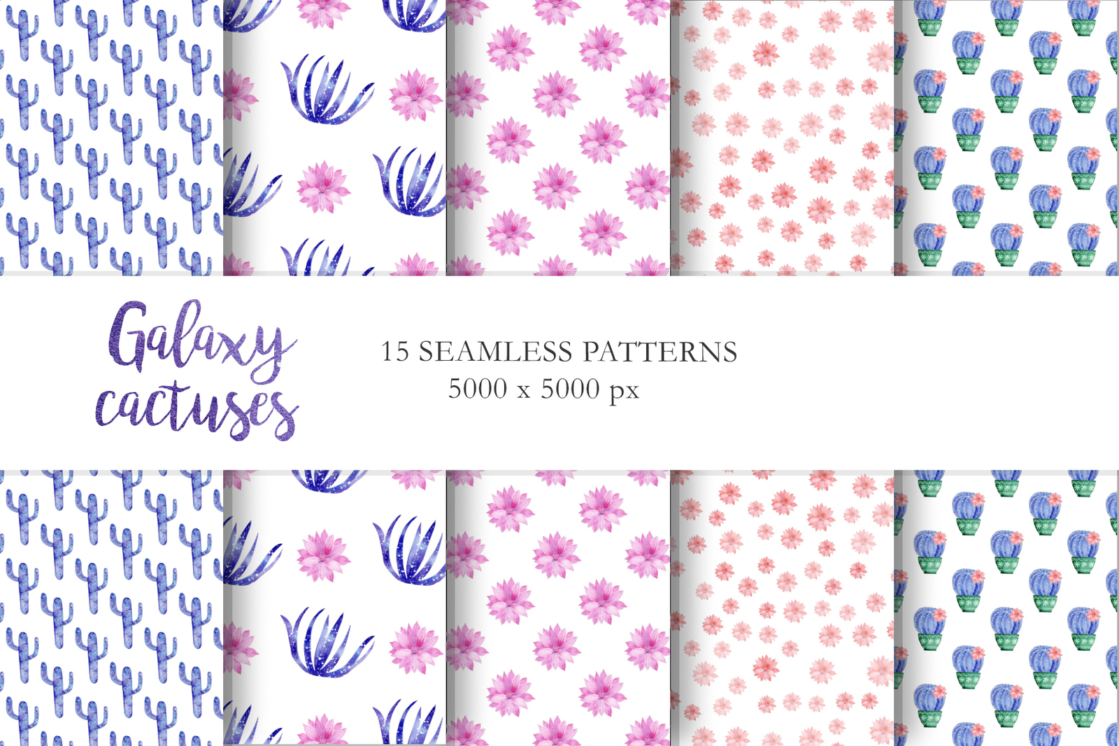 Watercolor Galaxy Cactus Collection Watercolor Galaxy Cactus Collection