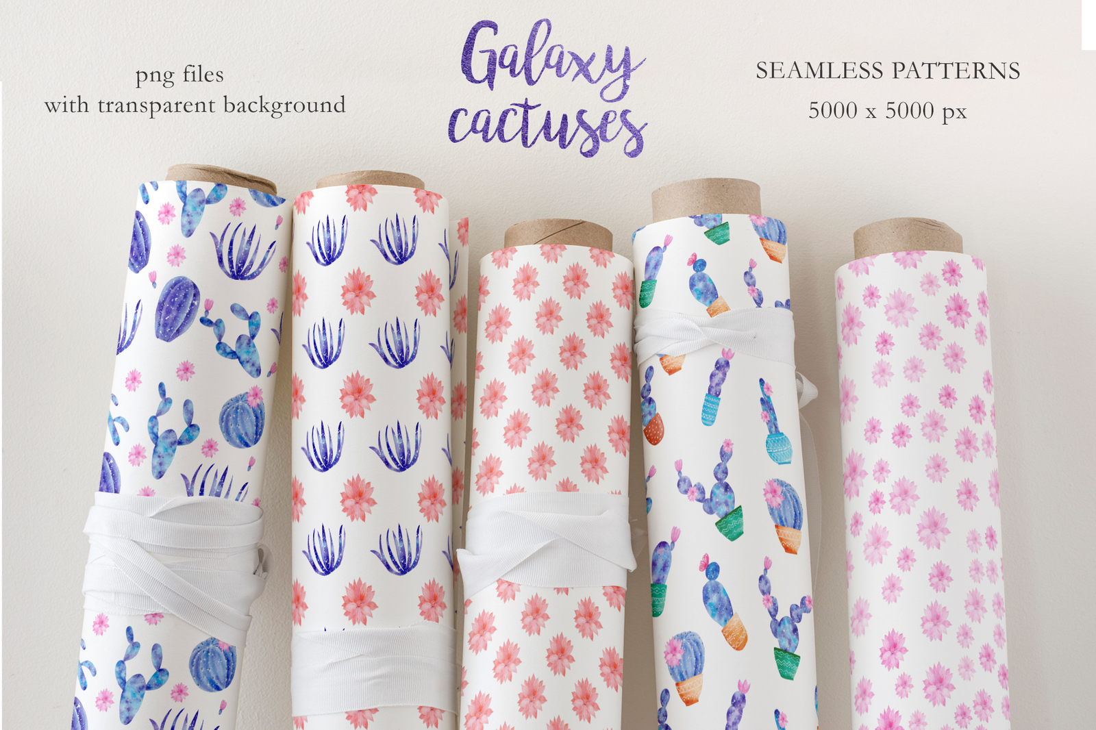 Watercolor Galaxy Cactus Collection Watercolor Galaxy Cactus Collection
