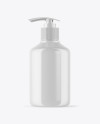 Glossy Cosmetic Bottle with Pump Mockup Glossy Cosmetic Bottle with Pump Mockup