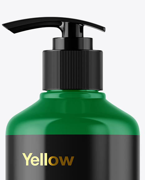 Glossy Cosmetic Bottle with Pump Mockup Glossy Cosmetic Bottle with Pump Mockup
