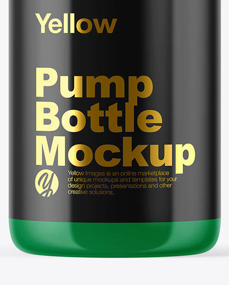 Glossy Cosmetic Bottle with Pump Mockup Glossy Cosmetic Bottle with Pump Mockup
