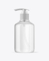 Clear Cosmetic Bottle with Pump Mockup Clear Cosmetic Bottle with Pump Mockup
