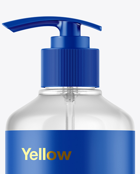 Clear Cosmetic Bottle with Pump Mockup Clear Cosmetic Bottle with Pump Mockup