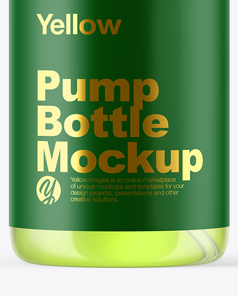 Clear Cosmetic Bottle with Pump Mockup Clear Cosmetic Bottle with Pump Mockup