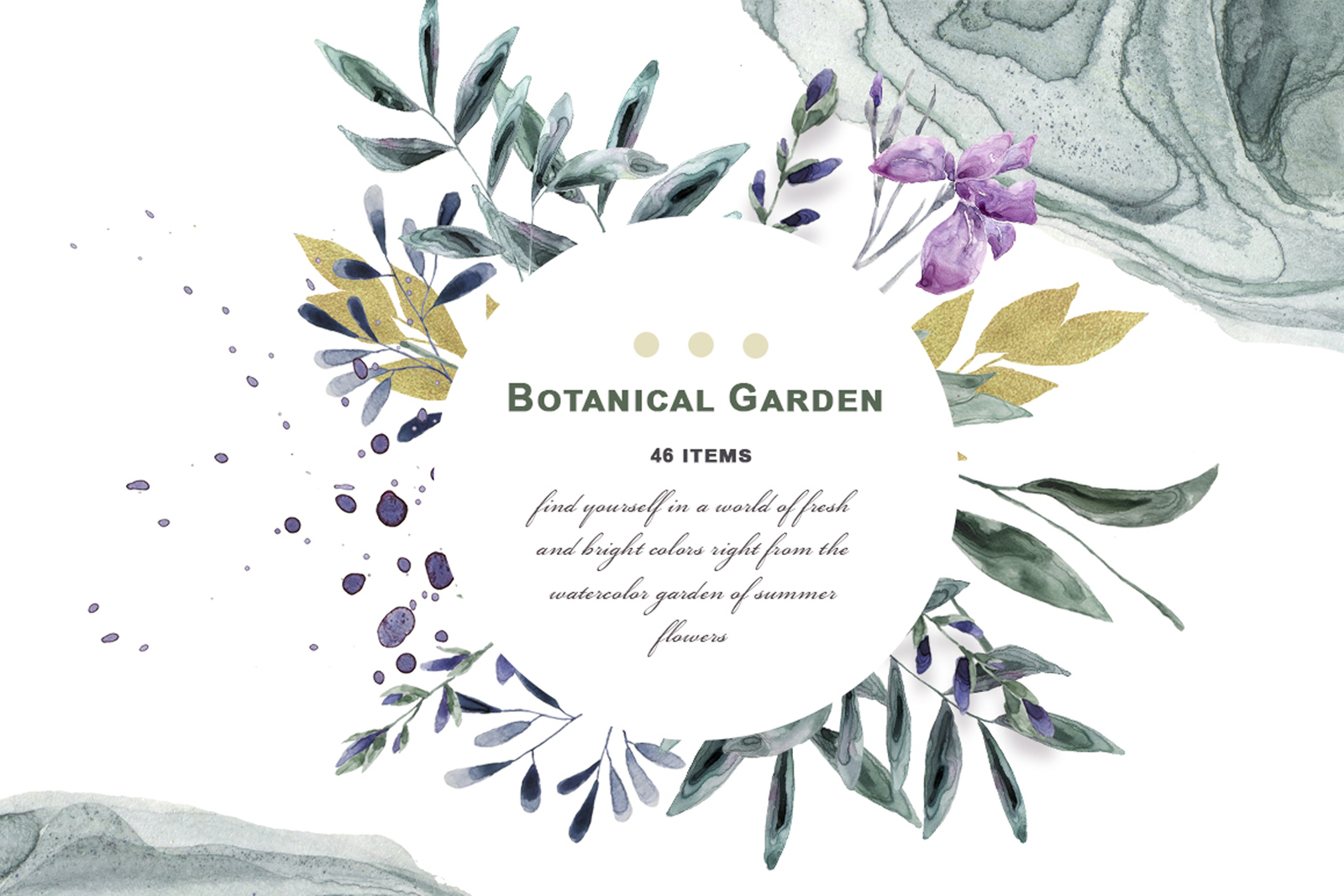 Blossom garden. Watercolor set Blossom garden. Watercolor set