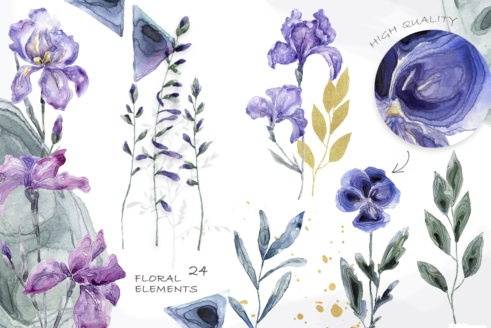 Blossom garden. Watercolor set Blossom garden. Watercolor set