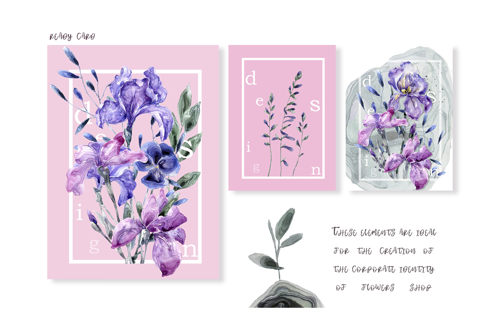 Blossom garden. Watercolor set