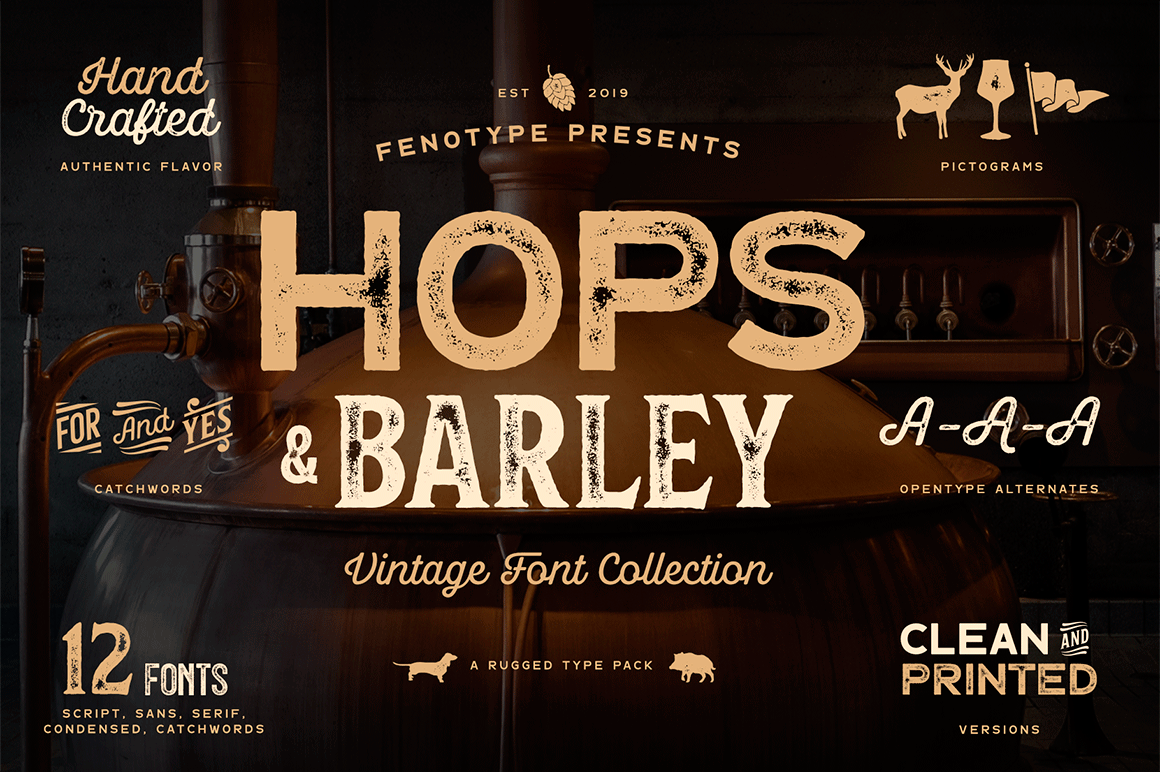 Hops &amp; Barley Font Collection