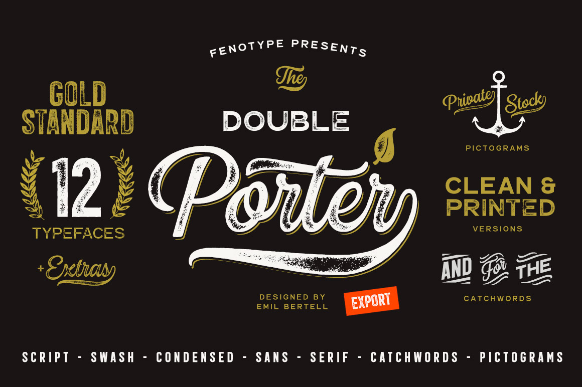 Double Porter 12 fonts + extras Double Porter 12 fonts + extras