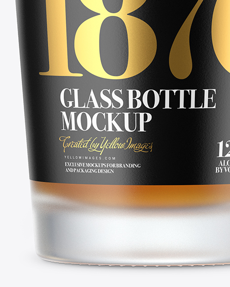 Frosted Glass Whisky Bottle Mockup