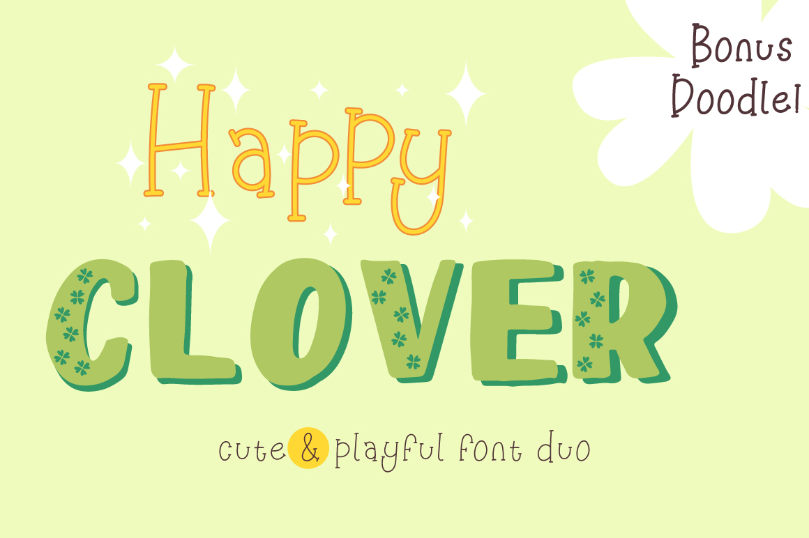 Happy Clover Font Duo + Doodles