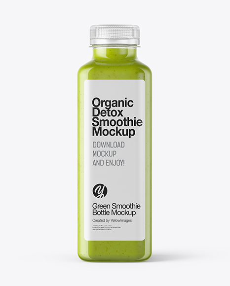 Square Green Smoothie Bottle Mockup