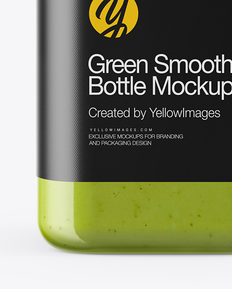 Square Green Smoothie Bottle Mockup