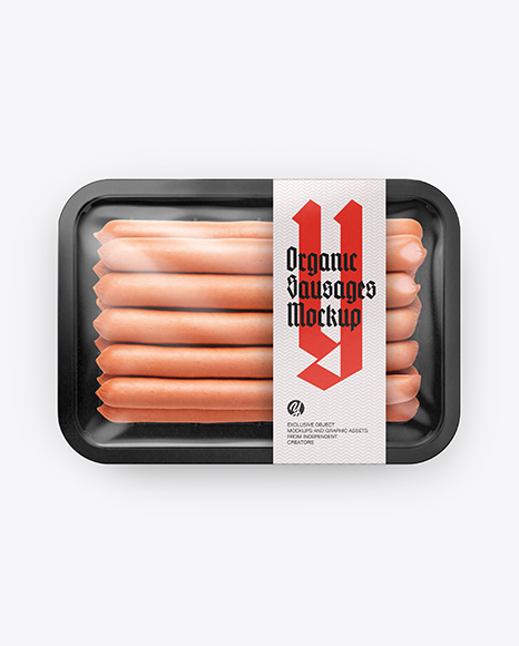 Plastic Tray With Long Sausages Mockup