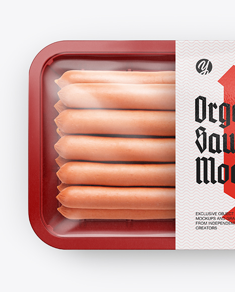 Plastic Tray With Long Sausages Mockup