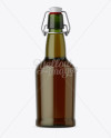 Green Glass Beugle Bottle w/ Beer Mockup - Front View