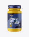 Matte Pill Bottle With Metal Cap Mockup - Front View Matte Pill Bottle With Metal Cap Mockup - Front View