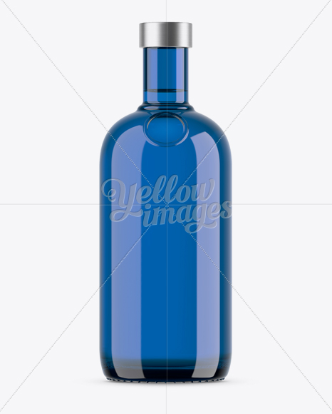 700ml Blue Glass Dry Gin Bottle Mockup