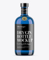 700ml Blue Glass Dry Gin Bottle Mockup