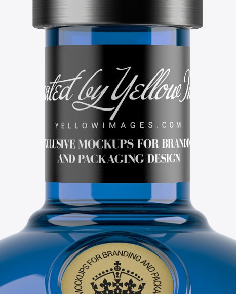 700ml Blue Glass Dry Gin Bottle Mockup