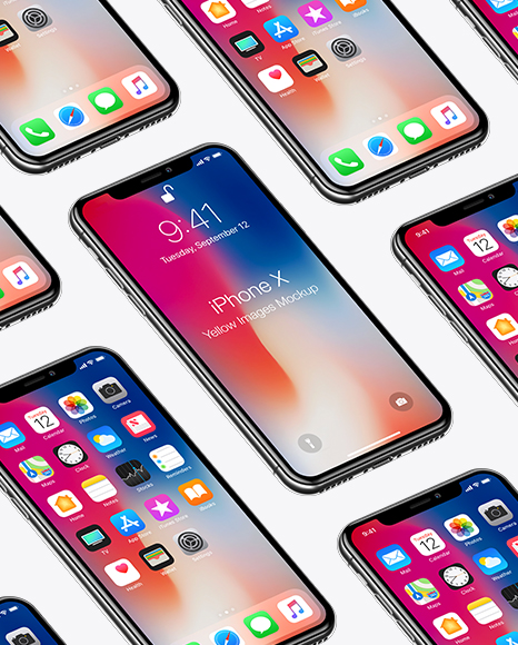 Isometric Apple iPhone X Mockup