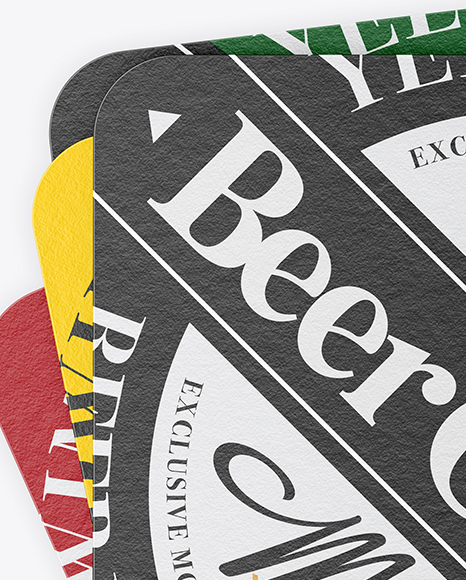 Four Paper Beer Coasters Mockup