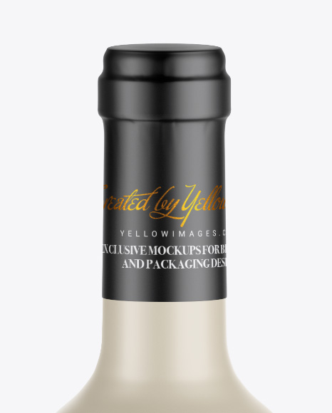 Ceramic Wine Bottle w/ White Wine Glass Mockup
