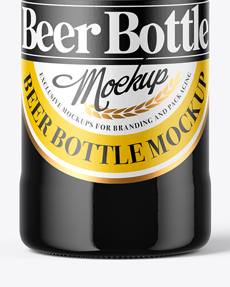 Dark Amber Glass Beer Bottle Mockup