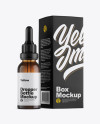 Amber Dropper Bottle w/ Box Mockup Amber Dropper Bottle w/ Box Mockup