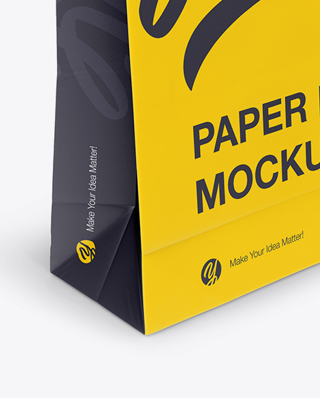 Paper Shopping Bag with Rope Handle Mockup - Halfside View