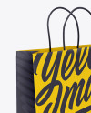 Paper Shopping Bag with Rope Handle Mockup - Halfside View