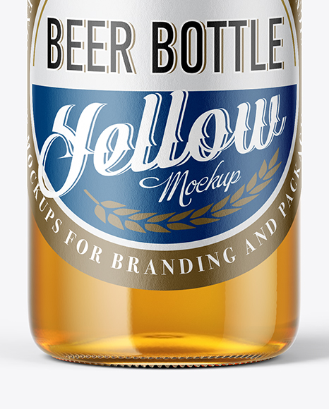 Clear Glass Lager Beer Bottle Mockup