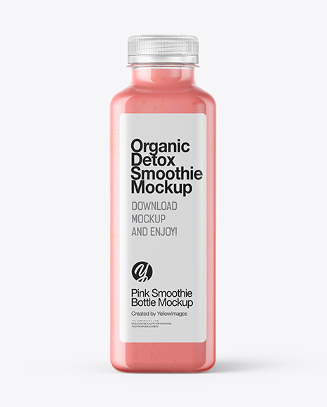 Square Strawberry Smoothie Bottle Mockup