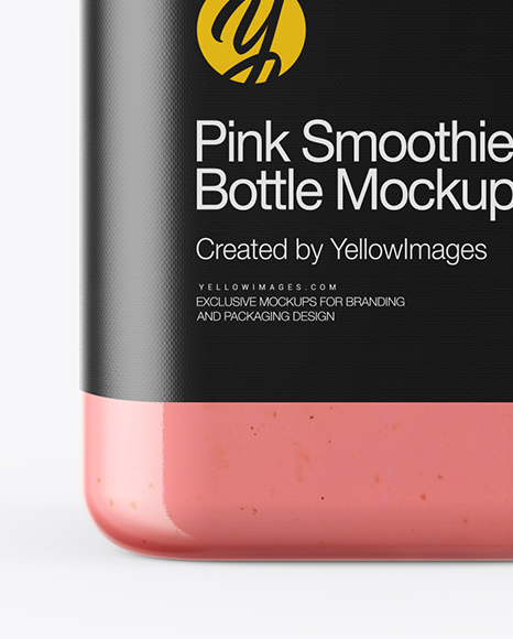 Square Strawberry Smoothie Bottle Mockup