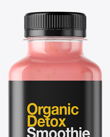 Square Strawberry Smoothie Bottle Mockup