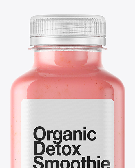 Square Strawberry Smoothie Bottle Mockup