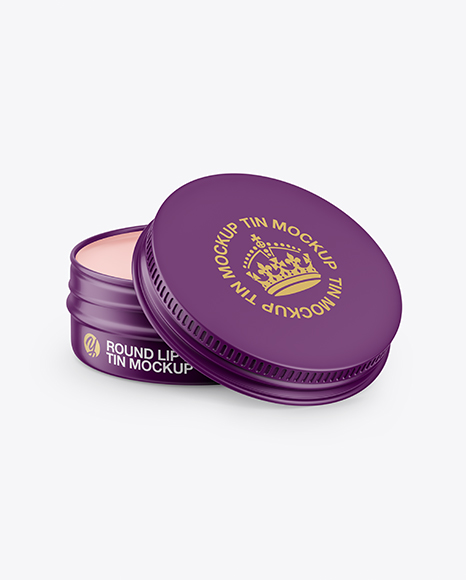 Opened Matte Lip Balm Tin Mockup