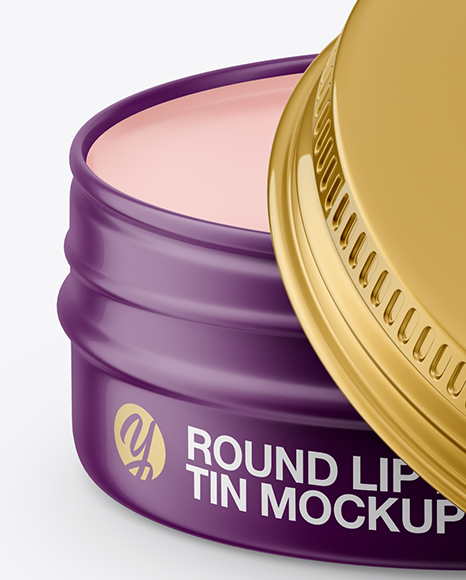 Opened Matte Lip Balm Tin Mockup