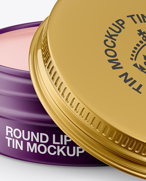 Opened Matte Lip Balm Tin Mockup