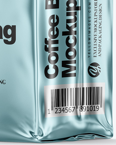 Glossy Metallic Coffee Bag Mockup Glossy Metallic Coffee Bag Mockup