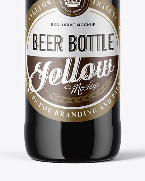 Dark Amber Glass Beer Bottle Mockup